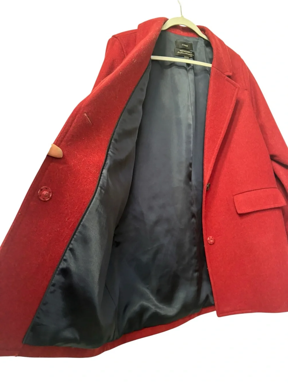 J. Crew Melton Wool Red Single-Button Boxy Pea Coat Jacket size 12 L - Picture 2 of 7